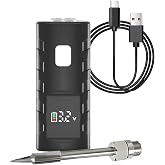 Mini Portable Solder Pen With Rechargeable Battery and Removable Threaded Soldering Iron Tip, Adjustable Voltage 2.8v-4.0v LED Display, Black