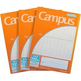 Kokuyo Campus Notebook, Semi-B5, 200 Squares Ruled, 30 Sheets, Pack of 3, Japan Import (NO-30KA20)