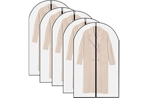Garment Bag Clothes Storage Bags, 5 Pack Coat Cover Garment Dust Cover Bags with Zipper for Coat Suits Dresses Costumes Unifo
