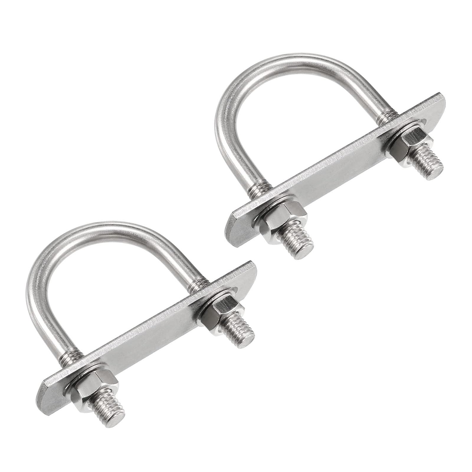 TA-VIGOR 2 sets M8 Round U-Bolts, 38mm Inner Width 65mm Length 304 Stainless Steel U-Bolts with Nut, Plate, Washer for Attaching Piping Conduit Cable Tube Brackets Boat Trailer