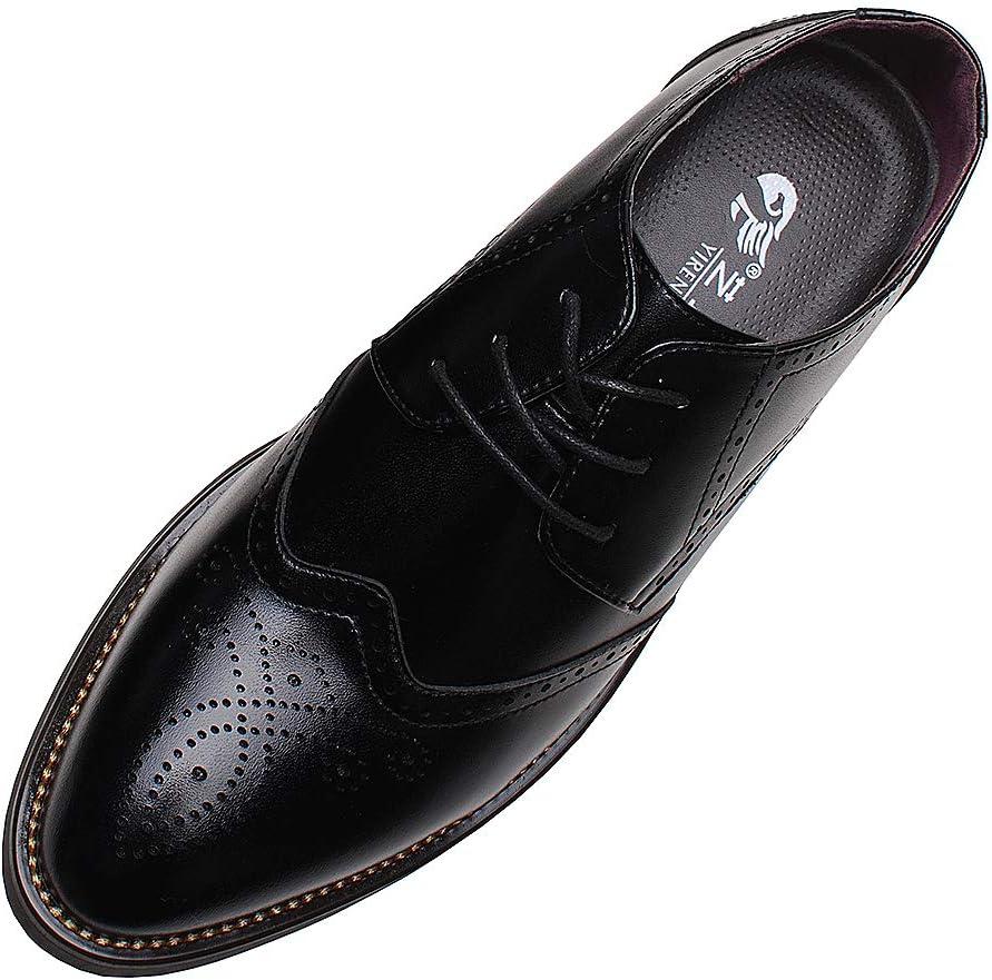 ANUFERMen's Smart Pointed-Toe Dress Shoes Lace-up Formal Business Wedding Brogues
