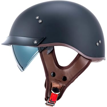 british style3 4 motorcycle helmet CYRIL 3/4 RETRO HELMET MATTE BLACK