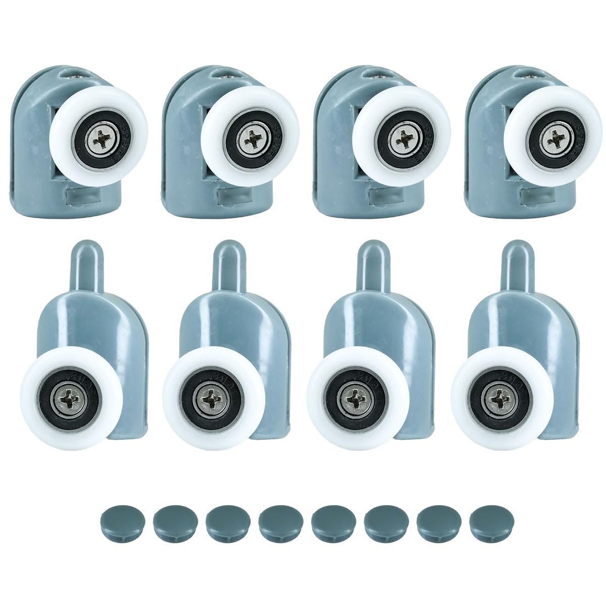 ciciment 8pcs Shower Door Rollers,Single Wheels, 4 Top & 4 Bottom Shower Door Runners for Sliding Shower Doors, Replacement Parts for Shower Enclosures & Cabins Bathroom DIY (23mm)