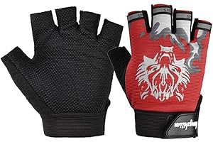 Zitokin Boys Fingerless Gloves for Kids 8-12, Wolf Sport Bike Gloves for Monkey Bars Climbing Cycling Biking