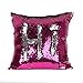 OJIA Stylish Sequin Mermaid Throw Pillow Cover with Magical Color Changing Reversible Paillette Design Faux Suede Decor Cushion Pillowcase (16 x 16 Inch, Rose-and-Sliver)