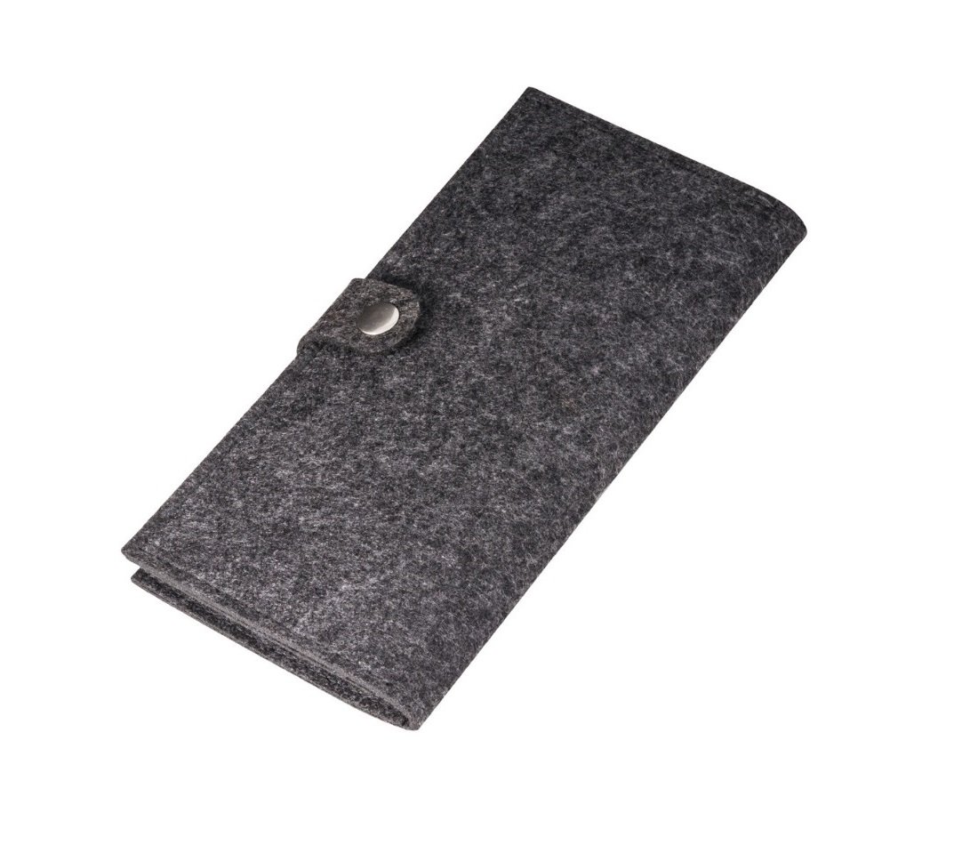Grey Felt Travel Organiser - Modern Travel Bag, Document Bag, Case, Travel Folder for Travel Documents with Press Stud Closure - Many Compartments for Documents, Pen, Cards, Flight Tickets, gray, M