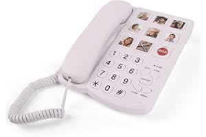 MCHEETA Big Button Phones for Seniors, Landline Emergency Phone for Home, Hand-Free Phone for Elderly with Picture, Adjustable Volume and 9 One-Touch Dialing for Elderly, White