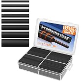 XHF UL Listed 225 Pcs Length 3.45" 3:1 Waterproof Heat Shrink Tubing Kit 8 Size Marine Grade Adhesive Lined Heat Shrink Tube, Insulation Sealing Oil-Proof Wear-Resistant Black