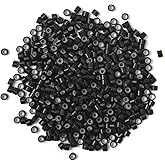 200 Pcs Silicone Lined Micro Links Beads 4.0 mm Tinsel Beads for Hair Extensions (Black)