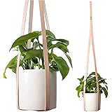 TEAK&TIDES Genuine Leather Plant Hanger Indoor Outdoor - Modern Design Hanging Planters Holders for Decorative Plant Pot - Ha