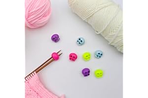 MAGNEECH 8 Pcs Colorful Knitting Needle Stoppers, Double Hole Needle Point Protectors, Knitting Stitch Stoppers, Needle Caps and Huggers - Essential Knitting Accessories in Colorful Hues