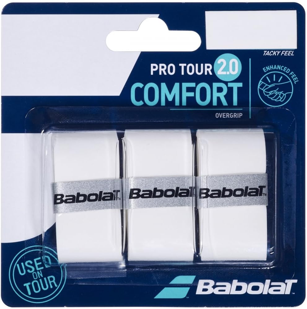 Babolat Pro Tour 2.0 Comfort Overgrip White 3 Pack Tennis Padel