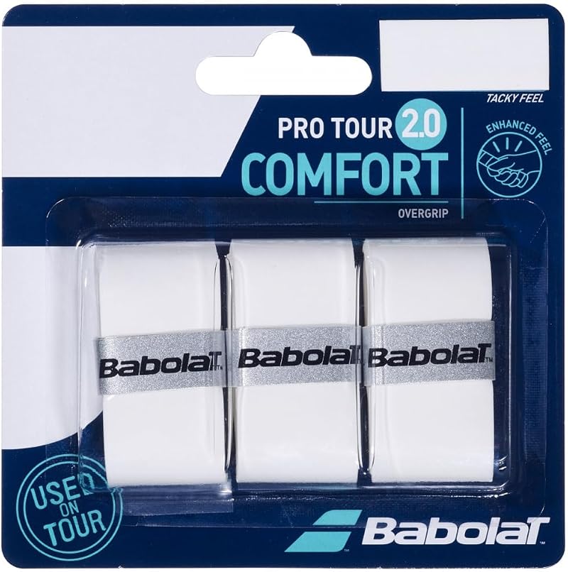 Babolat Pro Tour 2.0 Comfort Overgrip White 3 Pack Tennis Padel