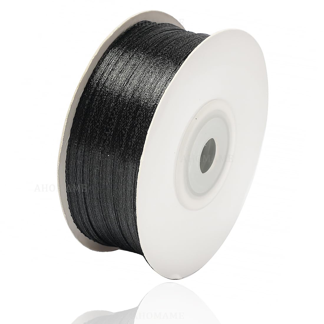 Black Satin Ribbon 3mm, 91 Meters Solid Colors Fabric Ribbon for Crafting, Gift Wrapping, Balloons, DIY Sewing Project, Hair Bows and Cake Decoration — image 1