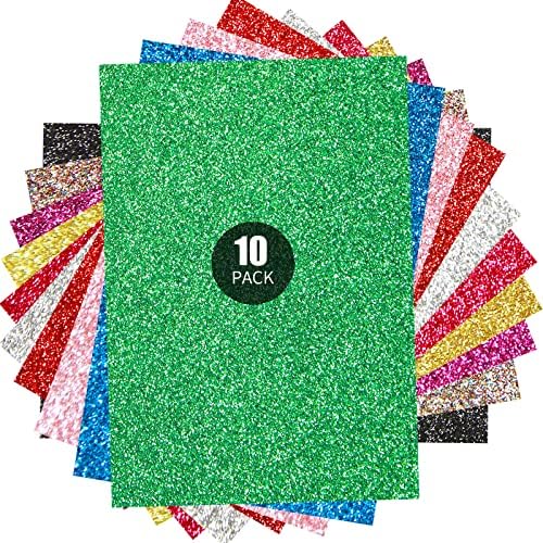 Heat Transfer Vinyl Glitter HTV Vinyl for Design, 10 Pack 12"×10 Inch
