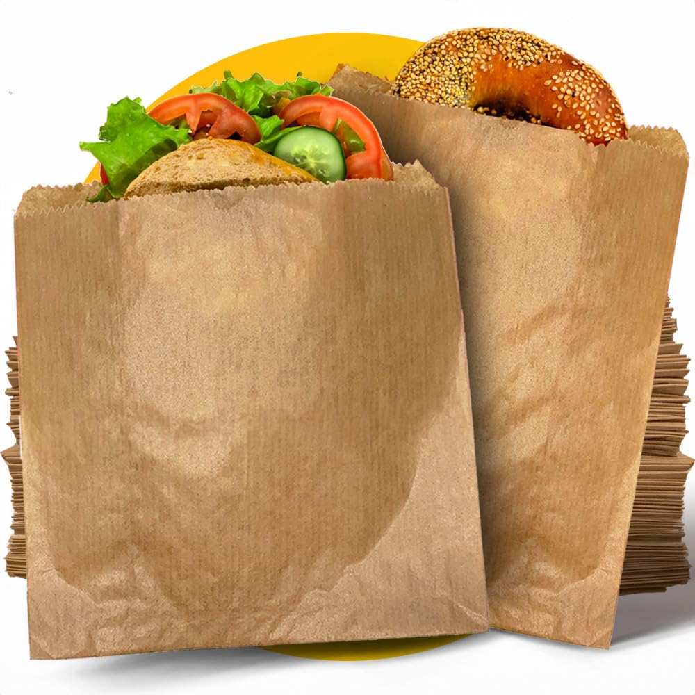 Simplelifeco UK 200 Light, Reinforced Paper Sandwich Bags (8 x 8”) | Brown Paper Food Bags for Lunch, Brunch & On The Go Snacks