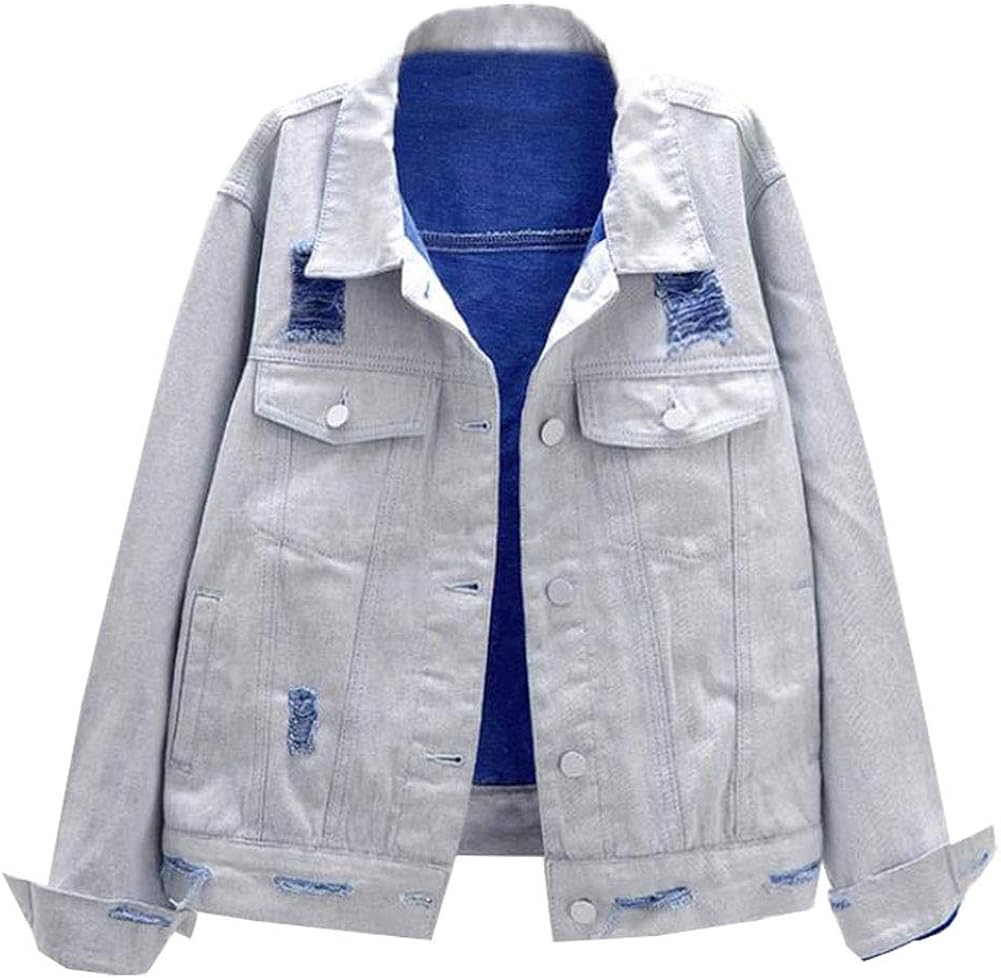 women's ripped denim jean jacket