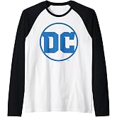 DC Comics Simple Blue Logo Raglan Baseball Tee