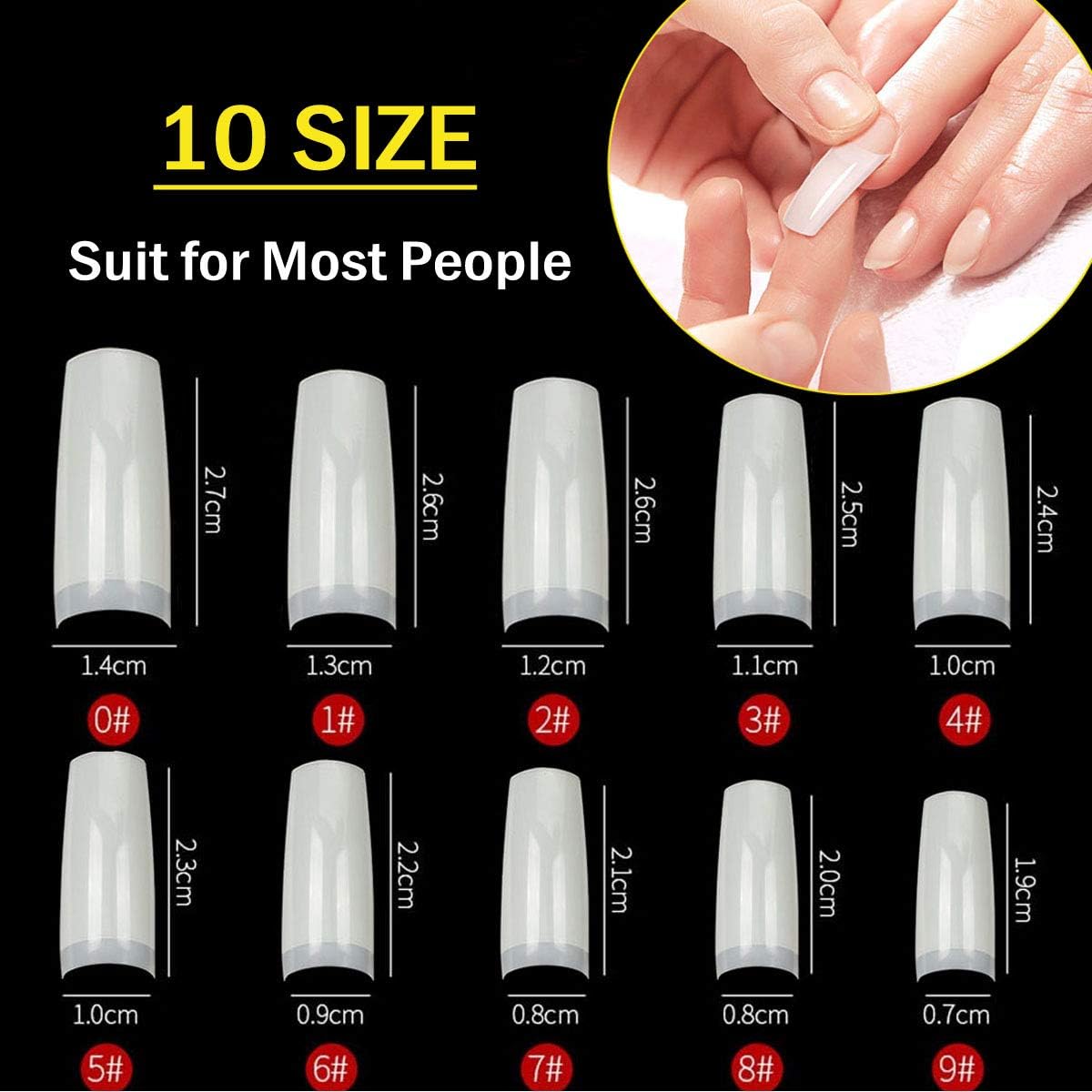 Natural Fakes Nails Set, 500 Pieces French Acrylic Nail Tips With Box for Women Girls, Green - Image 4