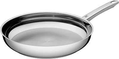 Poêle à frire professionnelle en acier inoxydable 20 cm à induction, sans revêtement en acier inoxydable Cromargan, passe au four, argenté