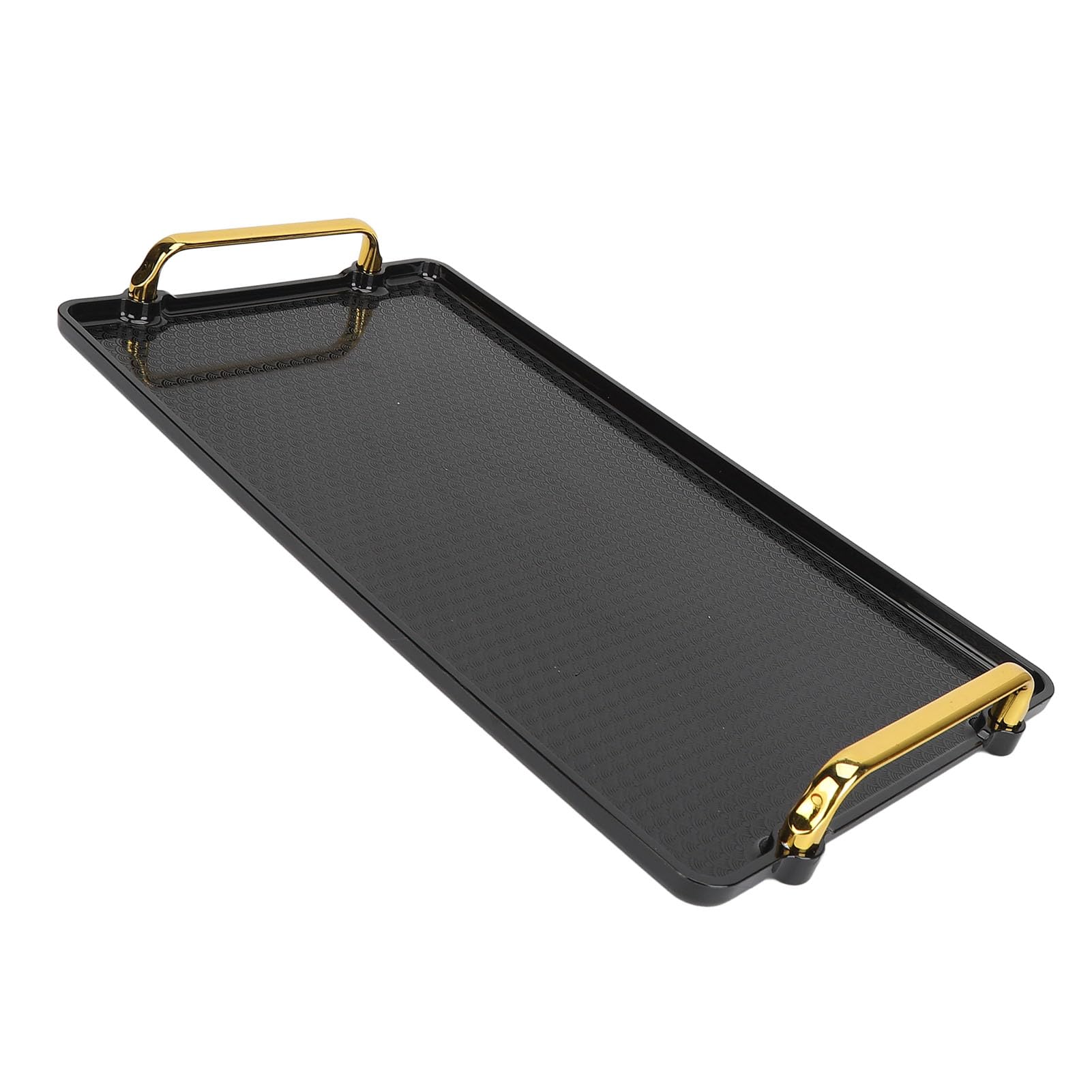 Jiawu Binaural Tray, Stable Stylish Large PS Plastic Rectangular Plastic Tray Tray with Handles for Beauty Salon (Black)