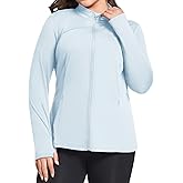 FOREYOND Plus Size Jackets for Women Athletic Workout Running Jacket Full Zip up Lightweight Yoga Tops with Thumb Holes