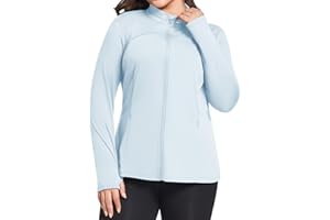 FOREYOND Plus Size Jackets for Women Athletic Workout Running Jacket Full Zip up Lightweight Yoga Tops with Thumb Holes