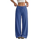 JEKAOYI Wide Leg Sweatpants for Women High Waisted Baggy Sweat Track Pants Drawstring Casual Lounge Pants with Pockets Navy Blue