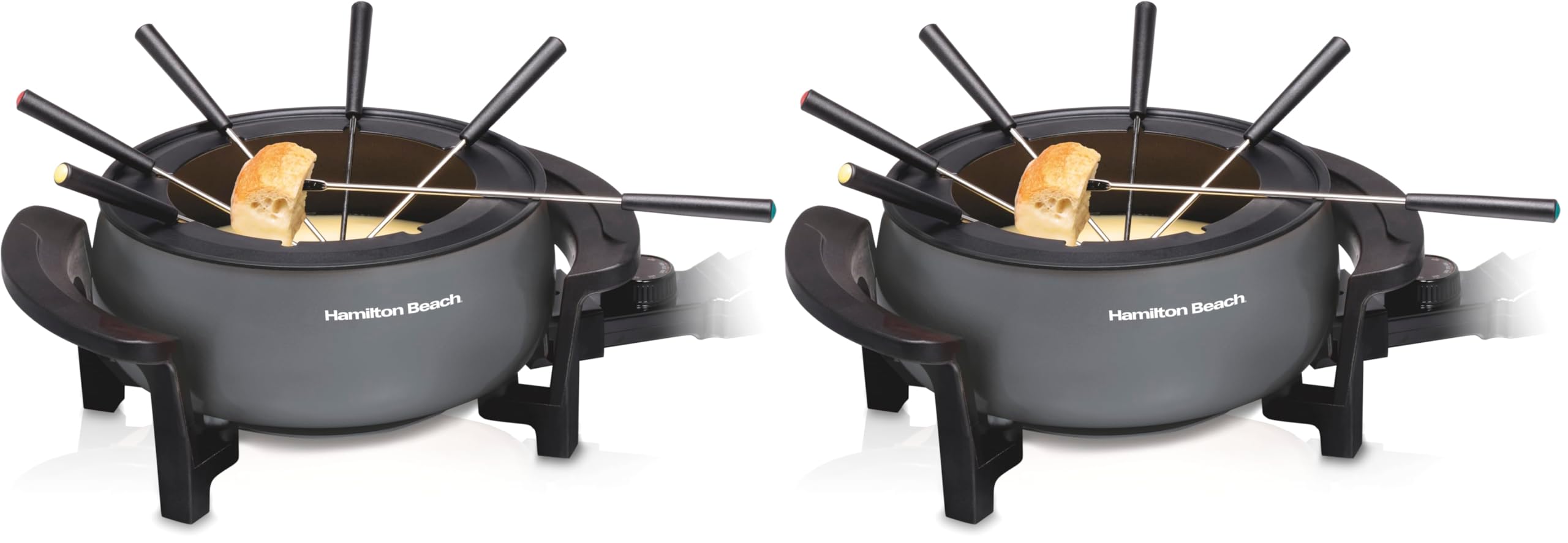 Hamilton Beach 12 Cup Electric Fondue Pot Set with Temperature Control, 6-Color Coded Forks, for Cheese, Chocolate, Hot Oil, Broth, 3 Quart PFAS-Free Nonstick Interior, Gray (86202) (Pack of 2) Image Hamilton Beach 12 Cup Electric Fondue Pot Set with Temperature Control, 6-Color Coded Forks, for Cheese, Chocolate, Hot Oil, Broth, 3 Quart PFAS-Free Nonstick Interior, Gray (86202) (Pack of 2) Image