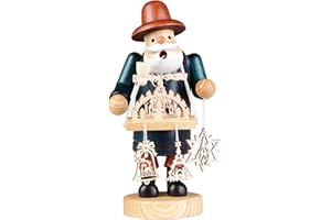 PIONEER-EFFORT Wooden Incense Smoker Figurine 7.5 Inch - Handcrafted Vendor Selling Bridge Lights and Hanging Ornaments Design, Rustic Christmas Table Decoration & Unique for Home