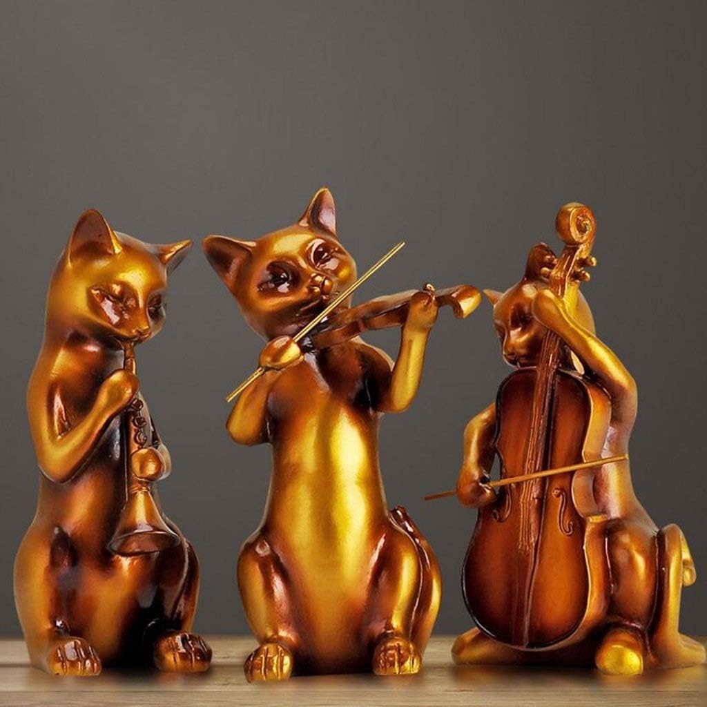 ALnice 3Pcs Resin Cartoon Cat Statue Cat Figurine Animal Resin Crafts