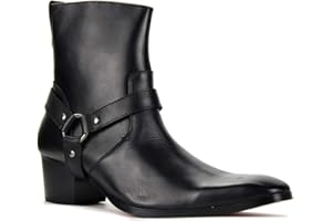 COWSDELLA Dress Boot for Men Heels Casual Chelsea Combat Ankle Chukka Boots Zipper Black JY002