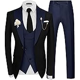 Wangyue 3 Piece Mens Tuxedo Suit Slim Fit Tuxedo for Men Double Breasted Wedding Prom Suits Blazer Vest Pants Sets 2026