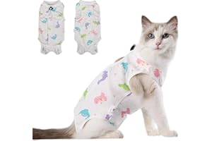 DoggieKit Cat Recovery Suit After Surgery, Anti Licking Onesie Postoperative Shirt for Female Spay Male Neuter, Soft Breathable Bodysuit Pajamas for Abdominal Wound Kitten E-Collar & Cone Alternative