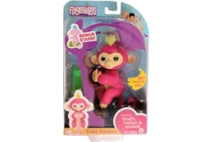 WOWWEE Fingerlings Baby Monkey - Bella - Pink (Includes Bonus Stand)