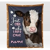 Custom Blanket with Name Text Personalized Funny Cow Soft Fleece Throw Blanket for Gifts (50 X 60 inches)