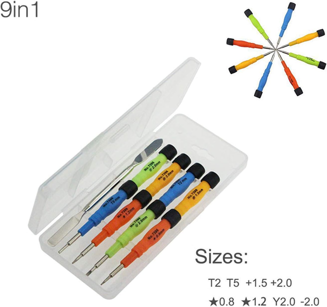 Sucastle Pocket Precision Screwdriver Set 9 In 1 With Metal Spudger Repair Tool Kit For precise watches, mobile phones, televisions, smart phone, PDA, PC & other application Tablet PC Repair