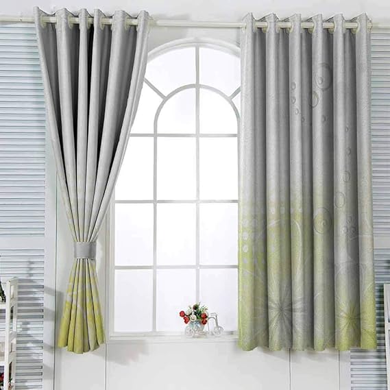 Cortinas de ventana para sala de estar/dormitorio gris y amarillo