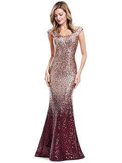 Ever-Pretty Vestidos de Fiesta Sirena Gradiente Lentejuelas Un Hombro sin Mangas Corte Imperio para Mujer 07336