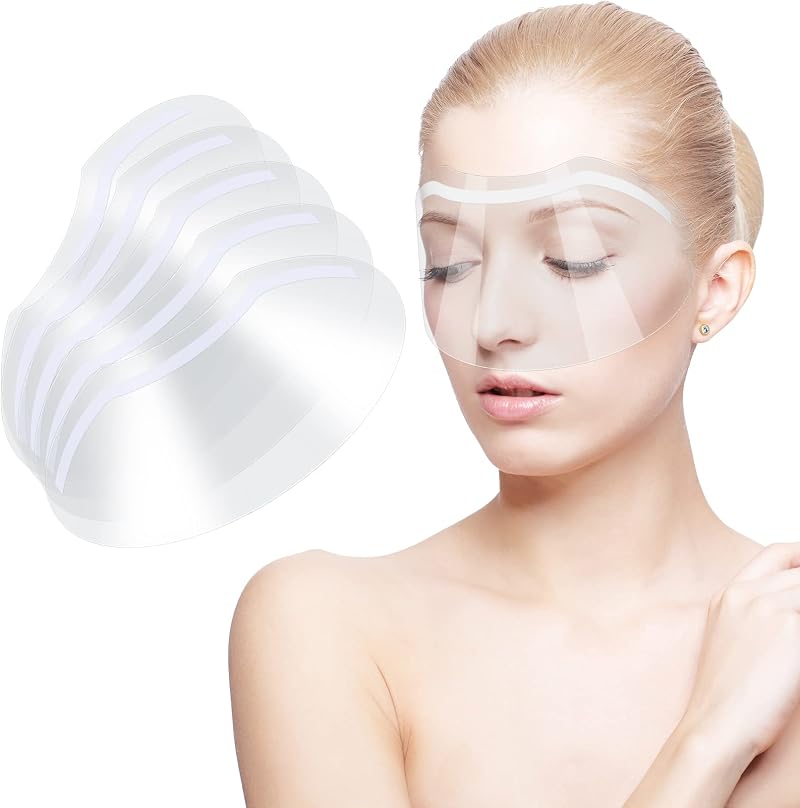 DIUJHUUY 50 Pcs Clear Face Visors PET Transparent Shower Eye Protector Shields