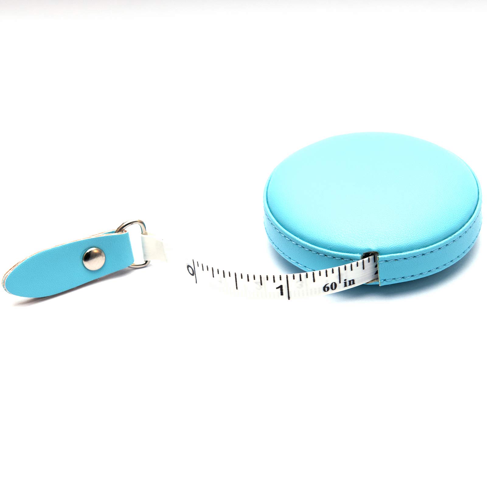 Tape Measure Leather Retractable, 60 Inch/1.5 Meter Long Small Sewing Tape Measure for Tailors and Designers (Light Blue)