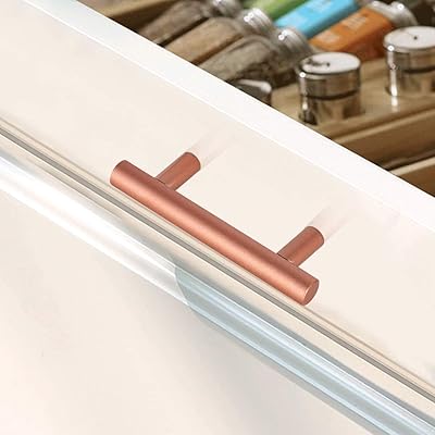 Buy 6 Pack 2 5 Copper Cabinet Handles Rose Gold Drawer Pulls Stainless Steel Kitchen Furniture Hardware Door Handle Pull Modern T Bar Hole Centers 64mm Diameter 12 Mm Online In Turkey B088zq5prx
