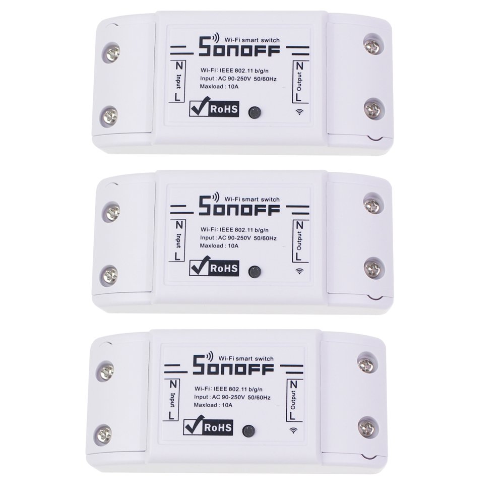 Sonoff Wifi Switch 3-Pack Wireless Remote Control Electrical for Household Appliances,Compatible with Alexa DIY Your Home Via Iphone Android App