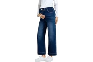BLENCOT Women's Maternity Jeans High Waisted Wide Leg Stretchy Denim Pants Pregnancy Clothes