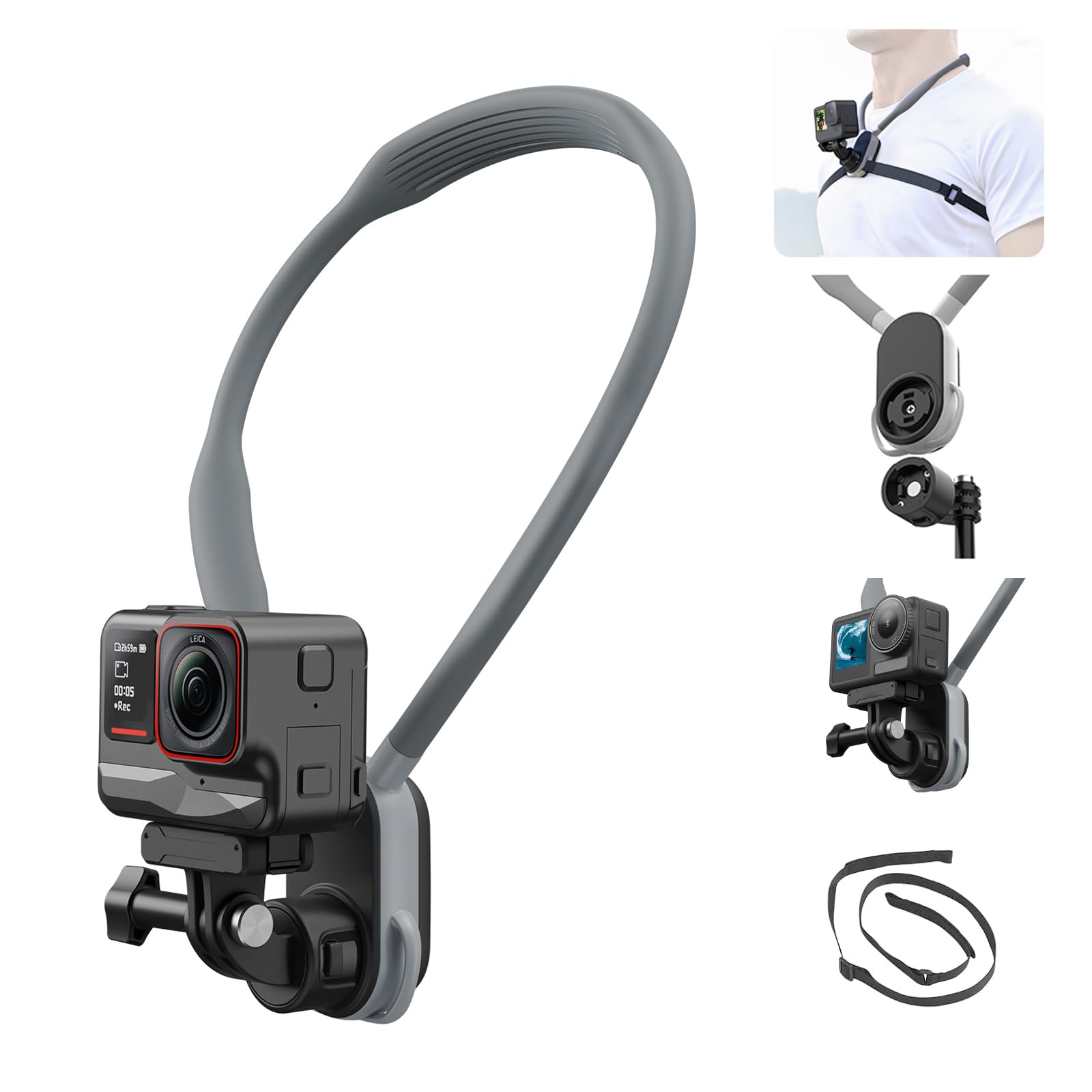 AFAITH Action Camera Neck Mount, Magnetic Chest Mount Go Pro Necklace with Quick Release for Gopro Hero 13/12/11/10/9,Insta360 Ace,DJI OSMO Action5/4