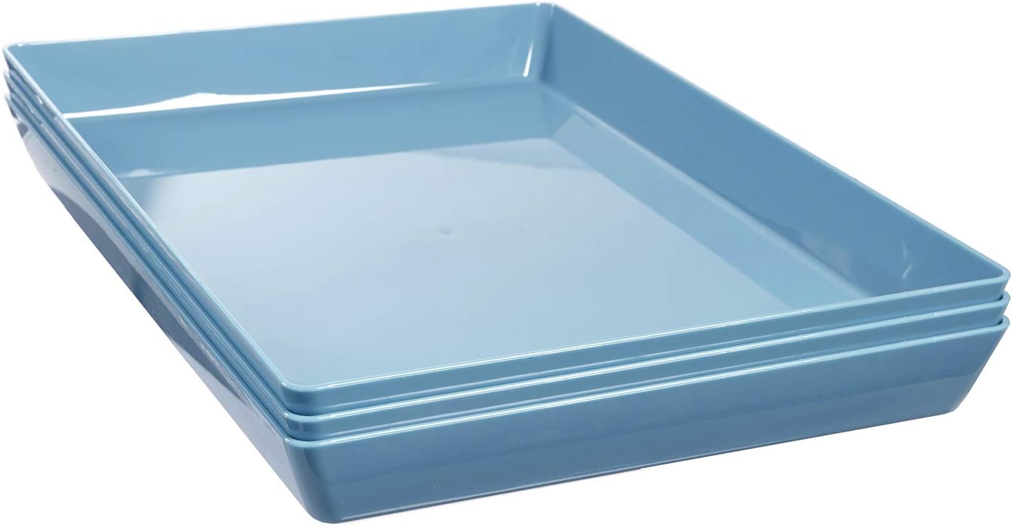 US Acrylic Avant 15" x 10" Plastic Serving Tray | Set of 3 Ocean Blue: Home & Kitchen