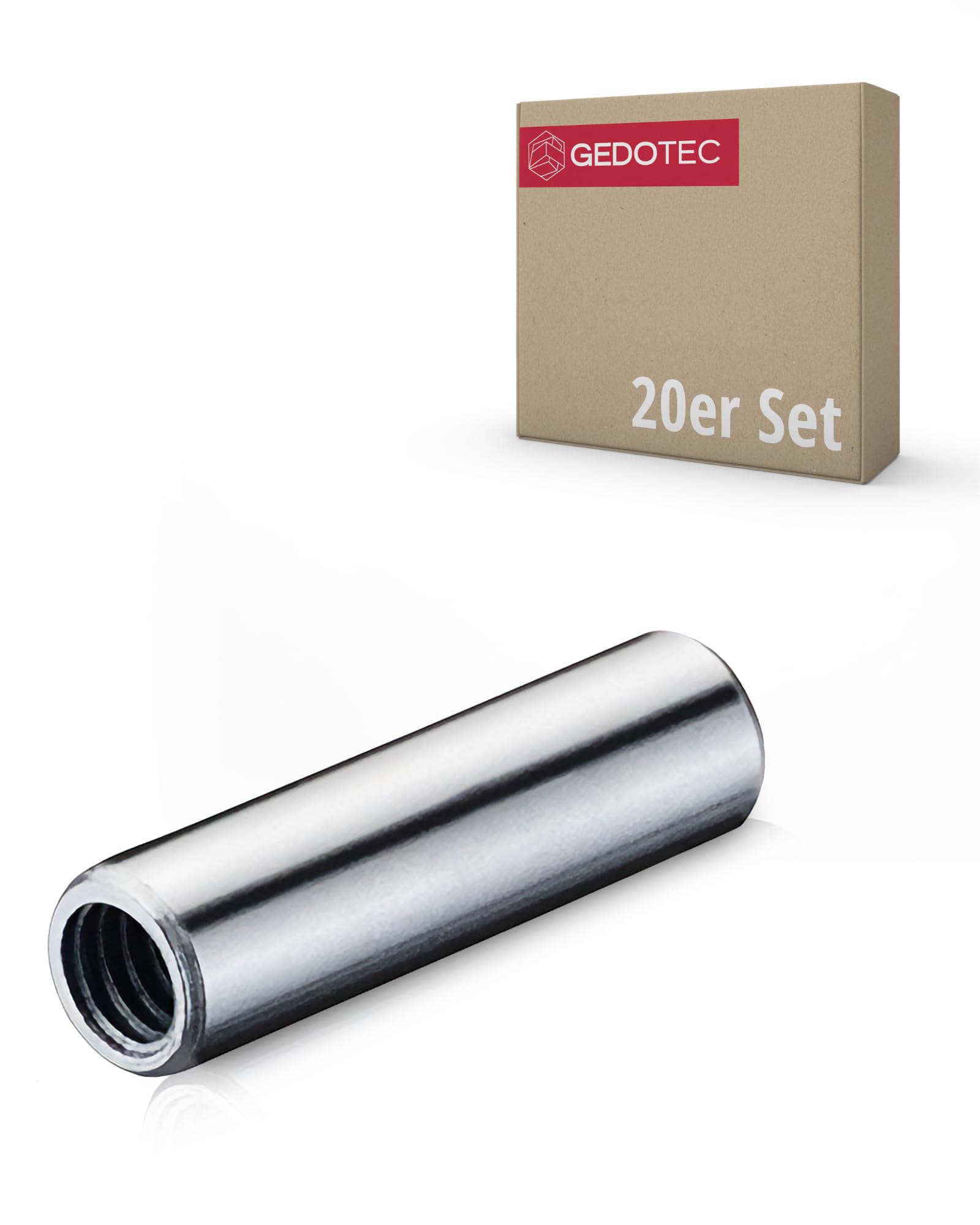 Gedotec Furniture screws M4 sleeve screws 18 mm connecting screw for drill hole Ø 5 mm | galvanized steel | wood thickness 24-29 mm | threaded sleeve with internal thread M4 — image 1