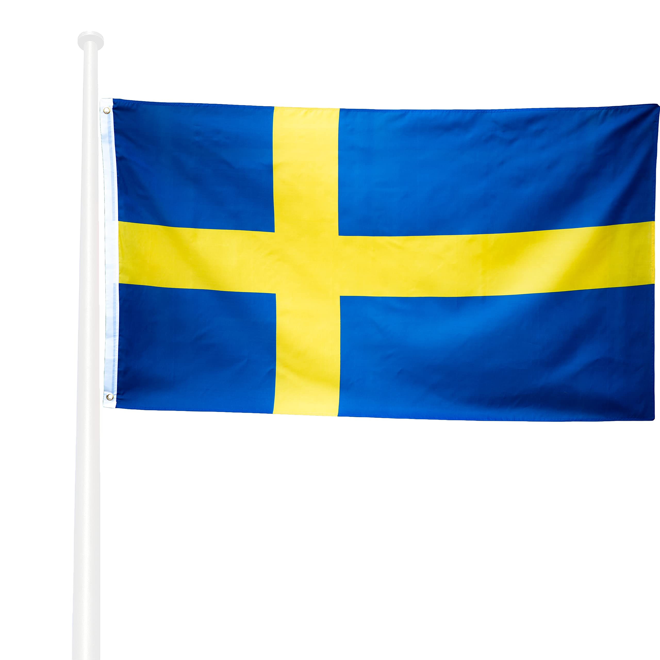 KliKil Swedish Resistant Outdoor Flag 90 x 150 cm - 1 Swedish Flag - Reinforced Colours Banner - 150 x 90 cm