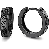 Bandmax 925 Sterling Silver Black Huggie Hoop Earrings 10mm Small Ear Hoops Hypoallergenic Silver Cartilage Piercing Jewelry Gift for Women Men