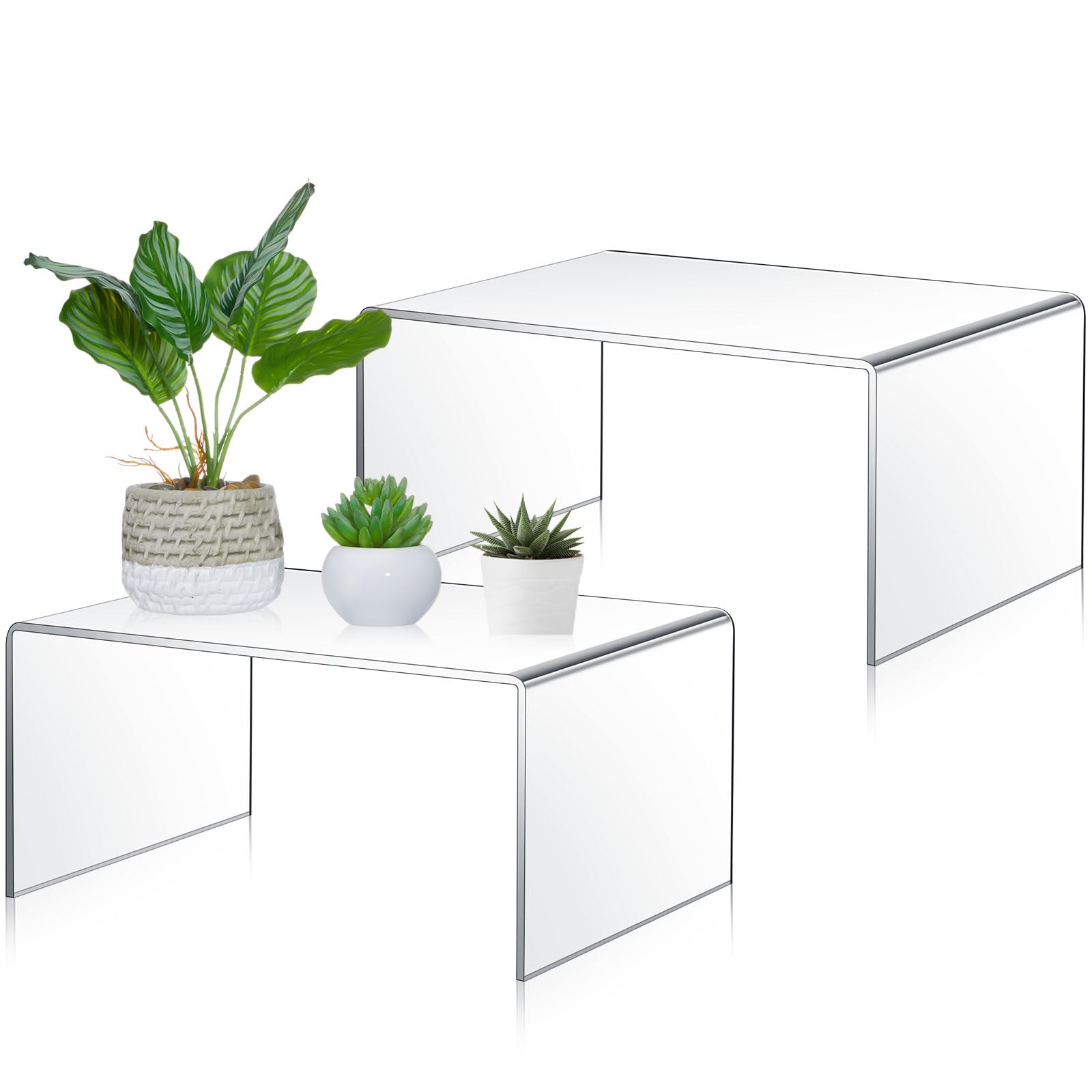 RattanView 2 Pcs 13 Inch Large Acrylic Risers Display Stands 5 mm Thick ...